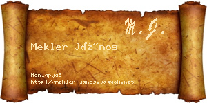Mekler János névjegykártya